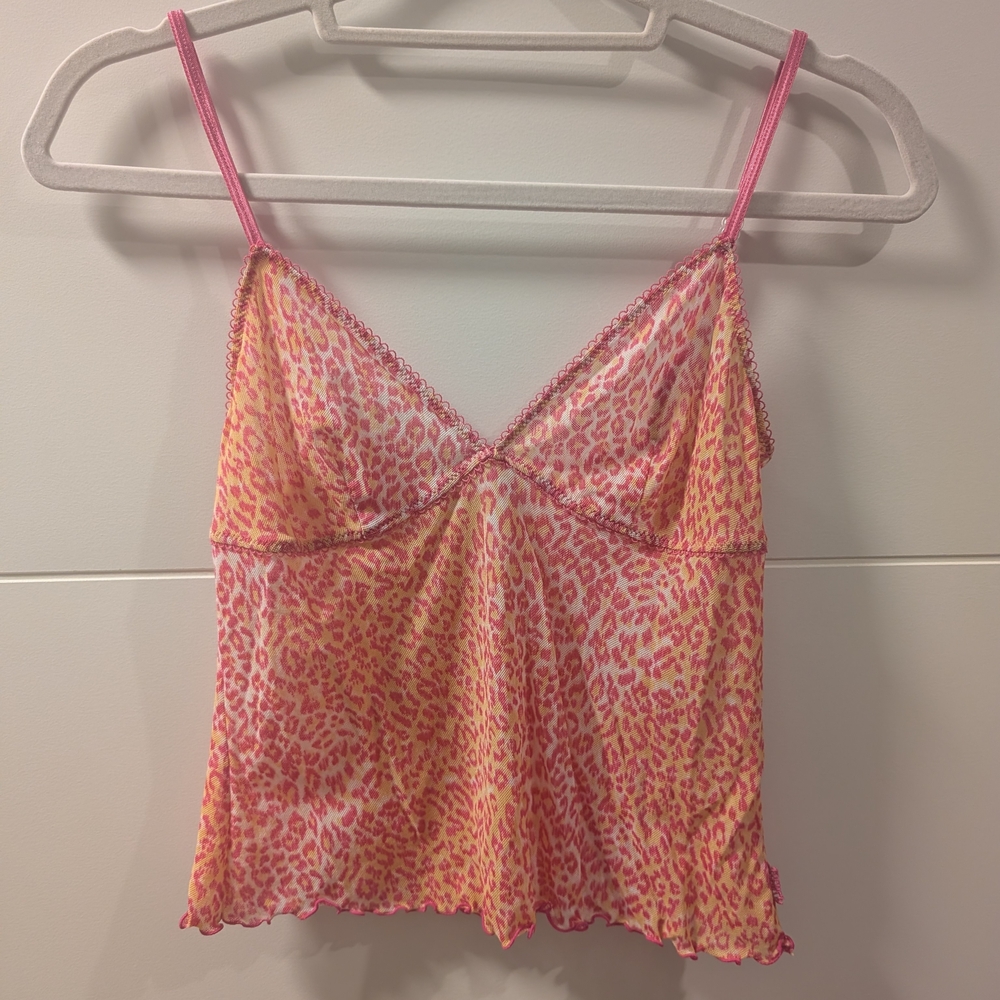 La SENZA Pink and Yellow Leopard Print Tank Top